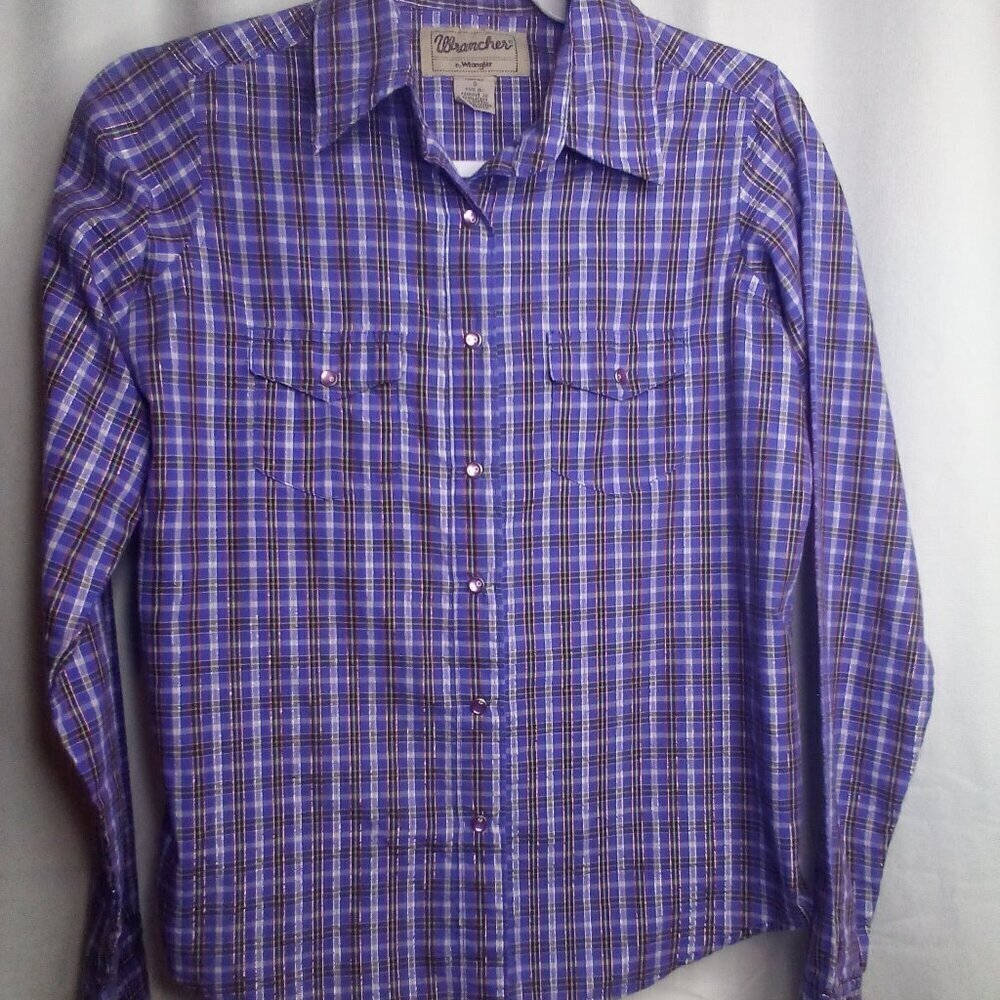 Wrancher by Wrangler Shirt Women S Pearl Snap Long Sleeve Western Plaid Purple